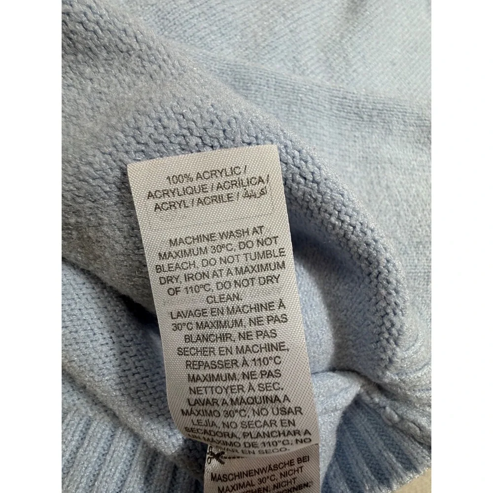 Edikted Light Blue Cropped Knit Sweater Spread Collar V-Neck Size S/M